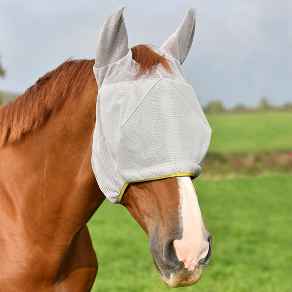Masque Anti-Mouches Equilibrium Relief Max Noir/Rouge - Protection Ultime Pour Chevaux Sensibles, Taille Petit